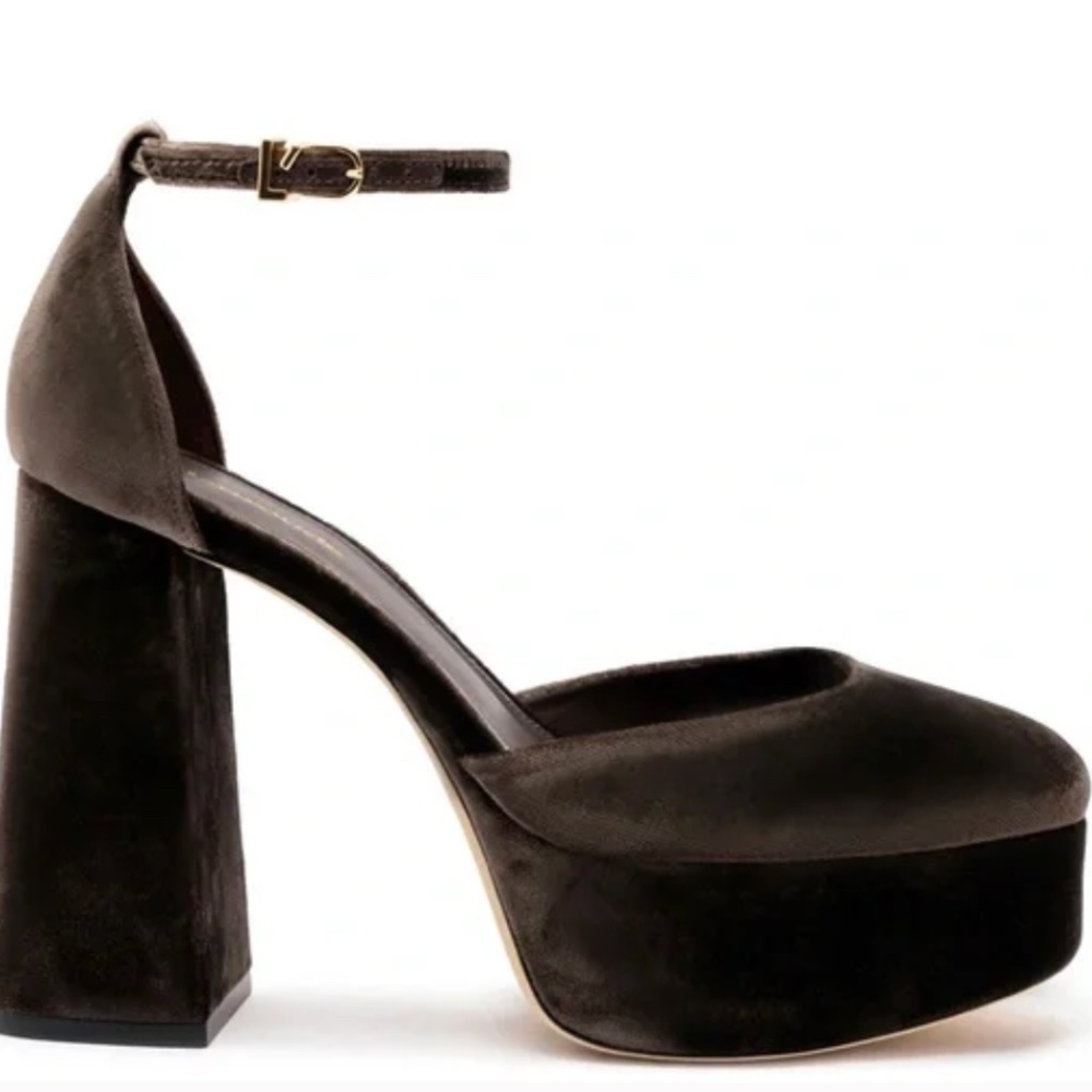 Larroudé Ari Pump In Expresso Velvet- Size 7.5